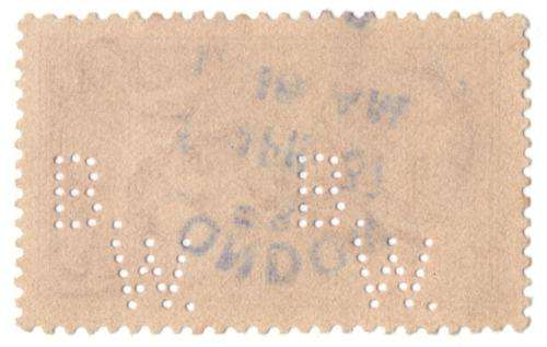 Great Britain 5 Shillings seahorse 1934 Waterlow & Sons perfin B.W. upright
