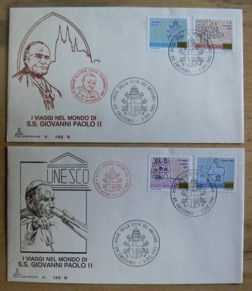 1981 Vatican lot of 9 FDCs `CAPITOLIUM`, including 2 variants of #128