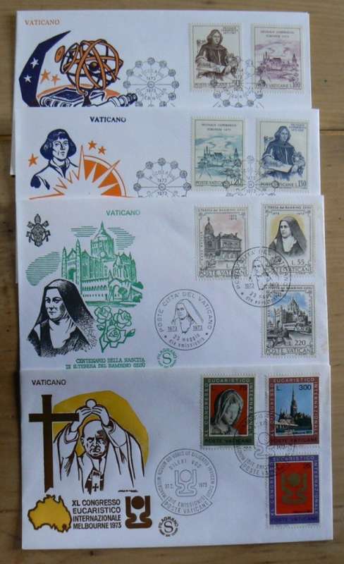 1973 Vatican lot of 4 FDCs `FILAGRANO`
