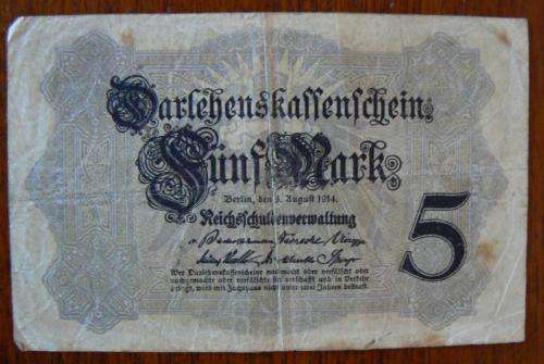 Germany State Loan Currency 5 Mark - 5 August 1914, First Issue p.47