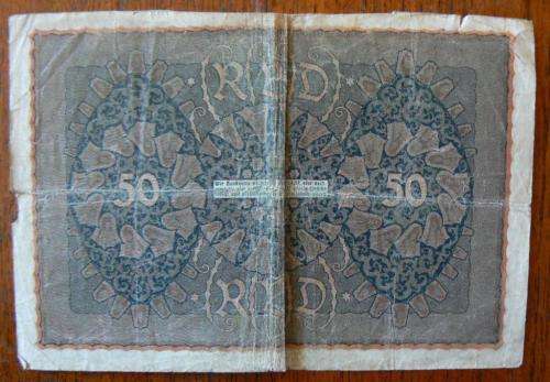 Germany 50 Mark 24 June 1919 - p.66, folds & small tears