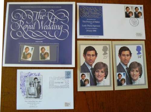 Lot of 5 items 1981 Royal Wedding Prince Charles and Lady Diana - see listing for details