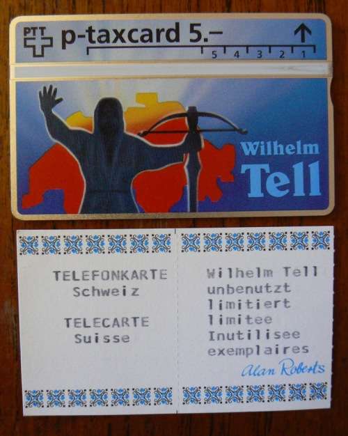Switzerland collectible Wilhelm Tell 5 Fr phone card with CoA 1994 - only 1000 made