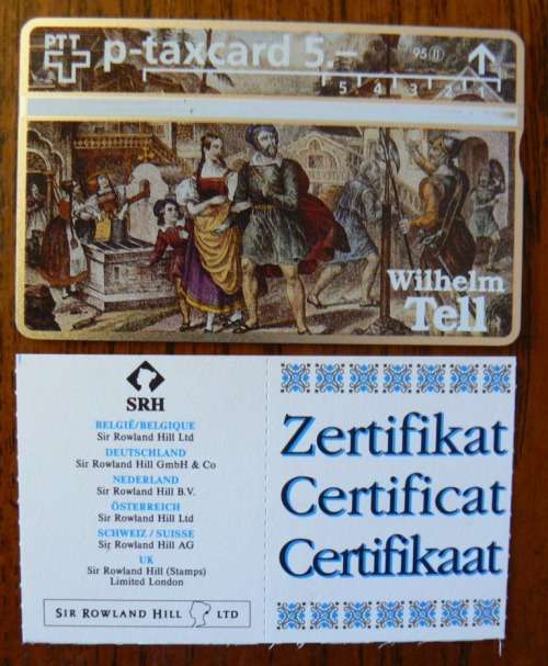 Switzerland collectible Wilhelm Tell 5 Fr phone card with CoA 1995