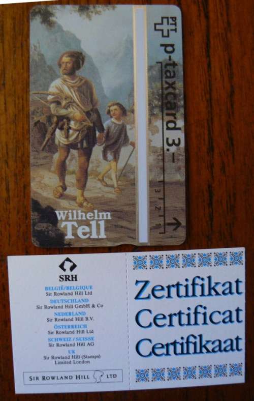 Switzerland collectible Wilhelm Tell 3 Fr phone card with CoA 1993 - only 1 500 made