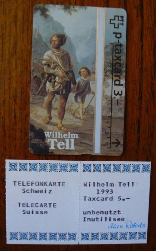 Switzerland collectible Wilhelm Tell 3 Fr phone card with CoA 1993 - only 1 500 made