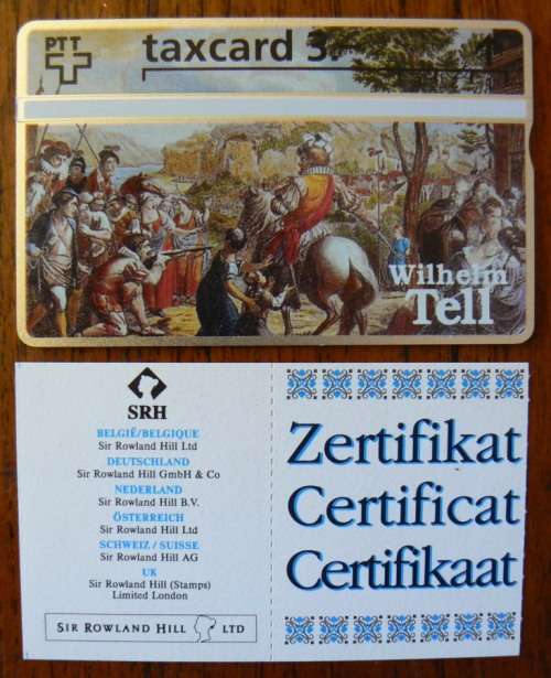 Switzerland collectible Wilhelm Tell 3 Fr phone card with CoA 1993