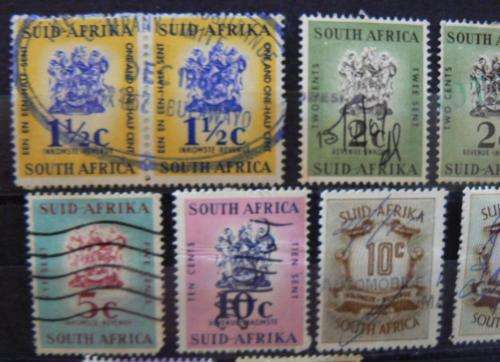 Lot of 12 Union & RSA revenue stamps (used) 1 1/2c to 10 Shillings