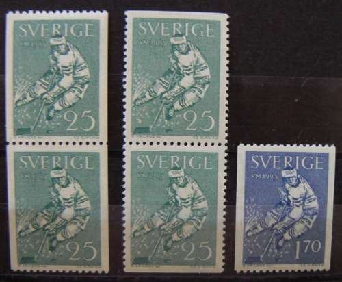 1963 Sweden ice hockey MNH set of 2 pairs + single - see listing for details