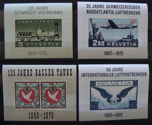 Switzerland lot of 4 private souvenir vignette blocks - 1970 and 1972