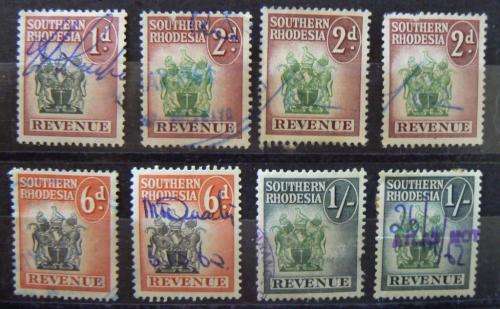 Southern Rhodesia lot of 20 revenue stamps 1d to £1