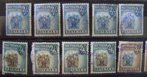 Southern Rhodesia lot of 20 revenue stamps 1d to £1