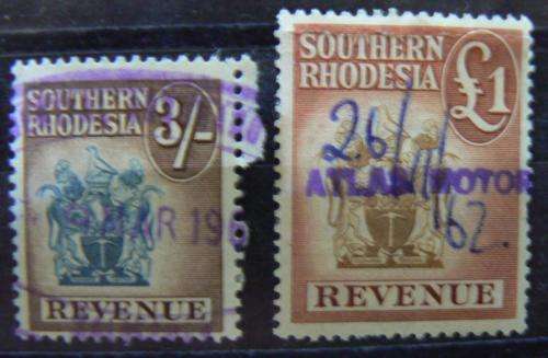 Southern Rhodesia lot of 20 revenue stamps 1d to £1