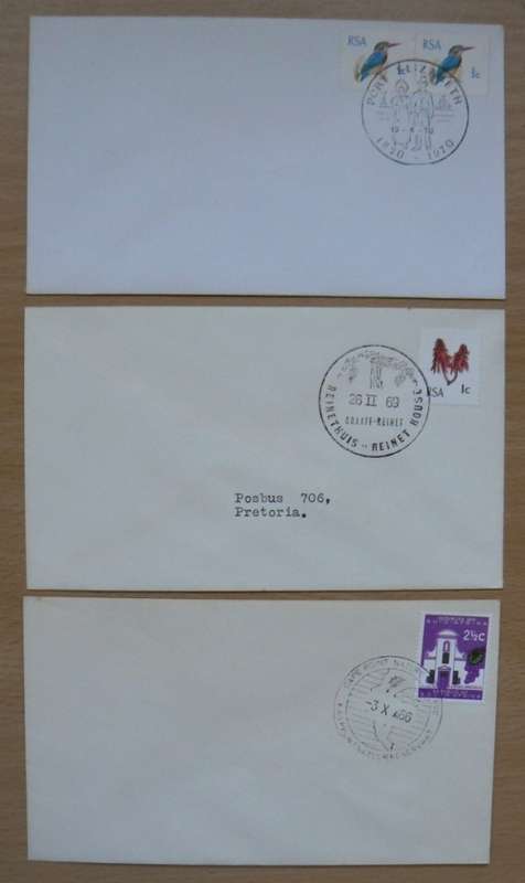 RSA lot of 3 private covers 1966, 1969, 1970 - see listing for details
