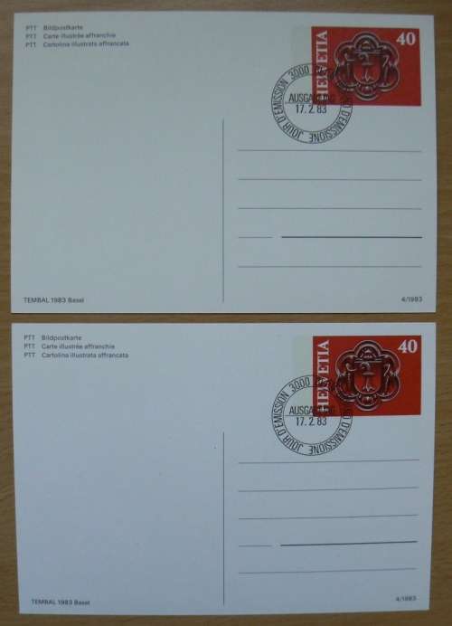 Switzerland lot of 7 prepaid post cards, officially cancelled 1980-1998
