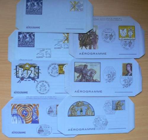 Vatican lot of 7 aerogrammes 1978-1984 - one not cancelled