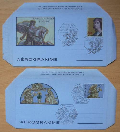 Vatican lot of 7 aerogrammes 1978-1984 - one not cancelled