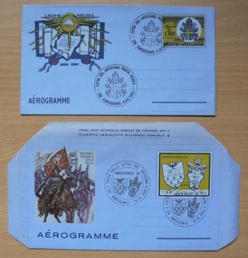 Vatican lot of 7 aerogrammes 1978-1984 - one not cancelled