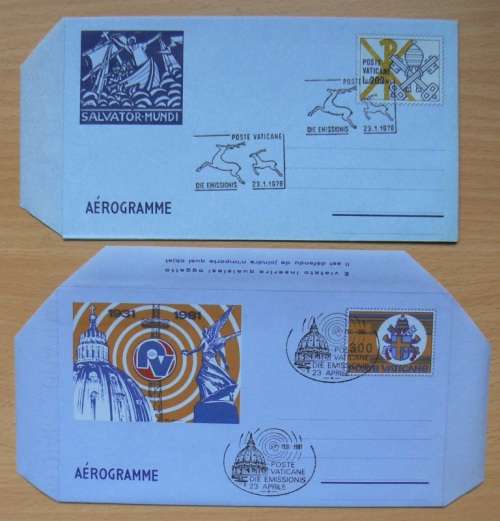 Vatican lot of 7 aerogrammes 1978-1984 - one not cancelled