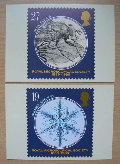 Britain Royal Microscopical Society 1989 set of stamp cards