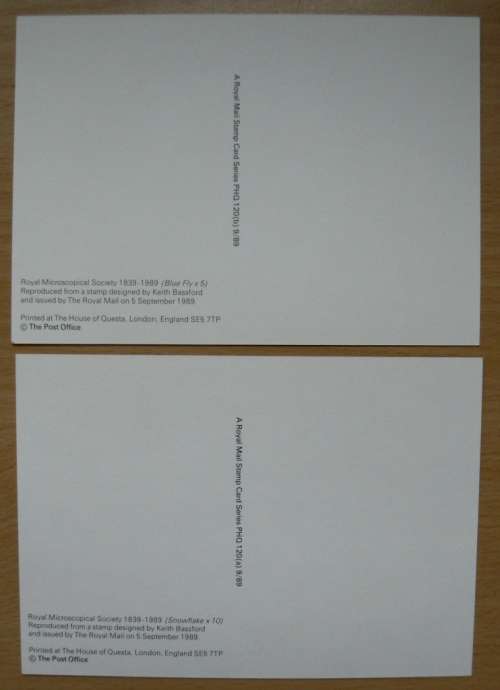 Britain Royal Microscopical Society 1989 set of stamp cards