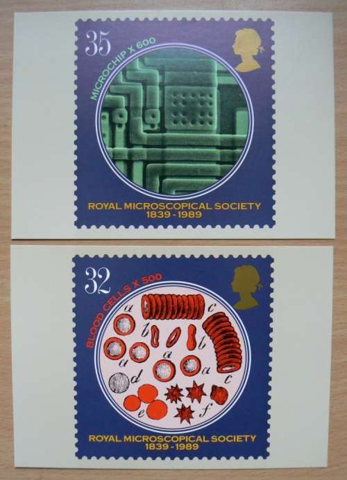 Britain Royal Microscopical Society 1989 set of stamp cards