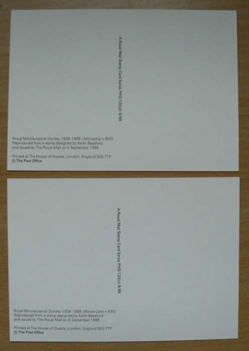 Britain Royal Microscopical Society 1989 set of stamp cards