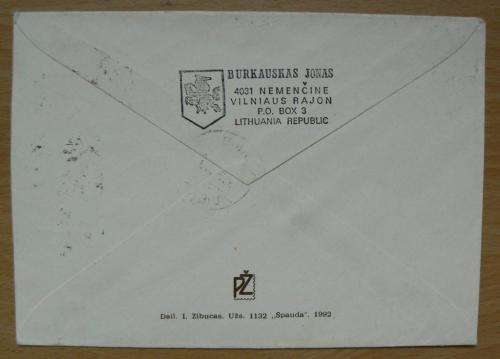 1993 Lithuania registered cover to Czech Republic remembering the holocaust
