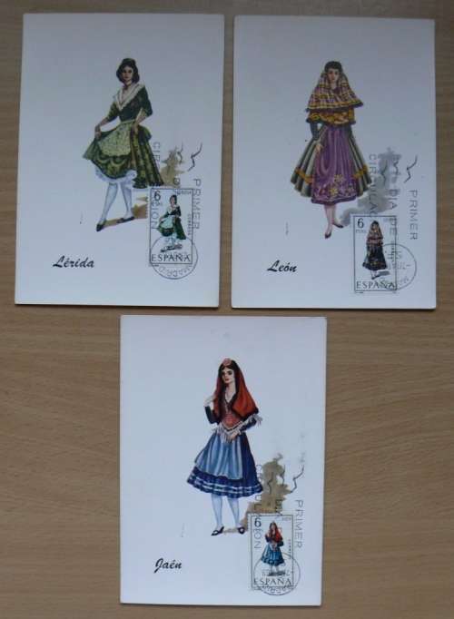Spain 1970 & 1971 lot of 9 FDCs & 10 Maxi cards: costumes