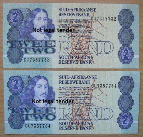 Lot of 4 G de Kock 3rd Issue R2 notes - at least 2 UNC - CU735 series