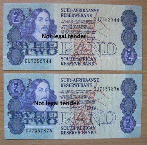Lot of 4 G de Kock 3rd Issue R2 notes - at least 2 UNC - CU735 series