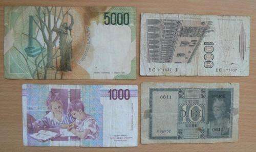 Italy lot of 4 old used banknotes - see listing for details