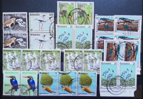 Botswana birds lot of 11 pairs and 2 strips of 3 used - CV singles $56+ - see listing for details