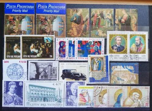 Vatican City lot of 24 officially cancelled unused stamps 1993 to 2002