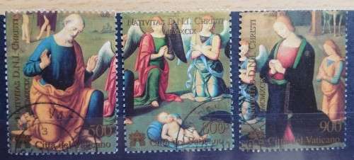 Vatican City lot of 24 officially cancelled unused stamps 1993 to 2002