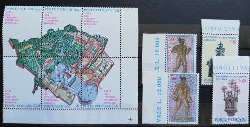 Vatican City lot of 30 MNH stamps and 2 minisheets 1986, 1987, 1988 CV R750