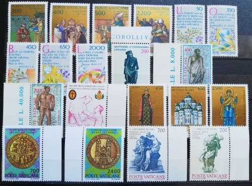 Vatican City lot of 30 MNH stamps and 2 minisheets 1986, 1987, 1988 CV R750