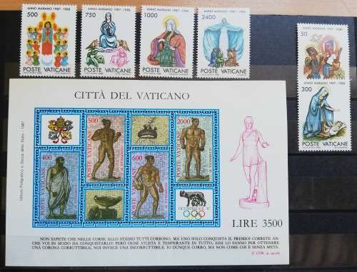Vatican City lot of 30 MNH stamps and 2 minisheets 1986, 1987, 1988 CV R750
