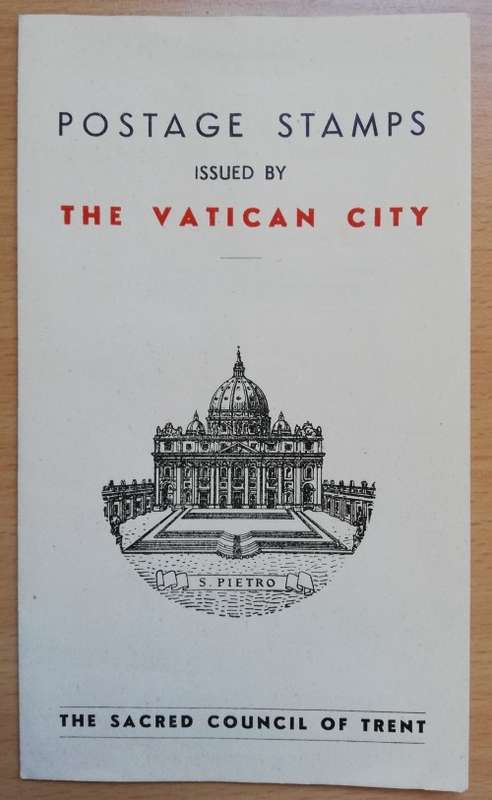 Vatican City 1946 official Sacred Council of Trent info sheet with 14 stamps (glued)