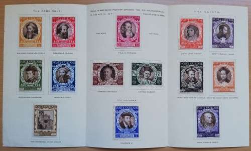Vatican City 1946 official Sacred Council of Trent info sheet with 14 stamps (glued)