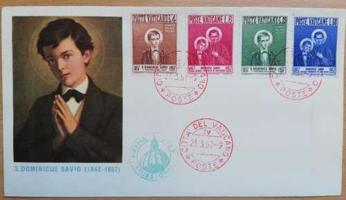 1957 Vatican City pictorial FDC Savio - Prima Dies Emissionis