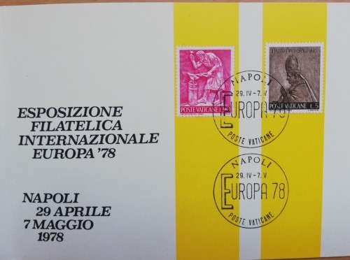 Vatican City pair of special cancelled folders Riccione 1979 and Napoli 1978