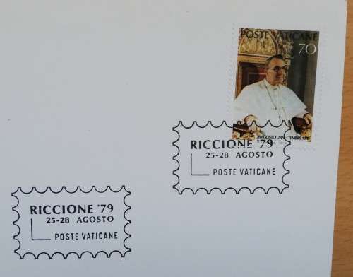 Vatican City pair of special cancelled folders Riccione 1979 and Napoli 1978