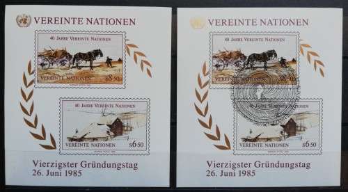 United Nations lot of 4 minsheets + 2 blocks of 4, 1985 and 1986 CV R500