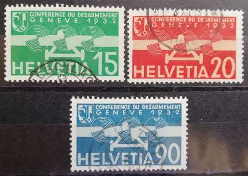 1932 Switzerland air mail 15c, 20c, 90c - used, CV R900