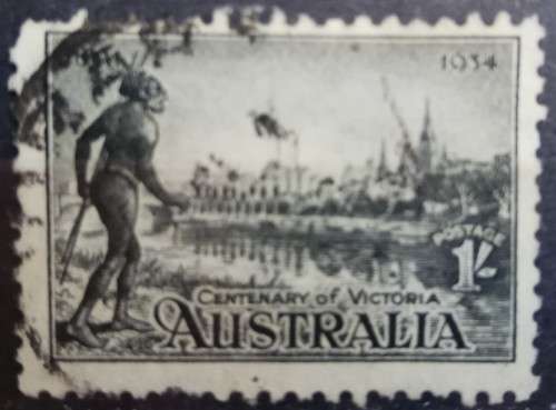 1934 Australia 1 Shilling, black, used
