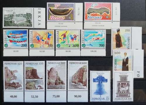 1989 Faroe Islands full set of 15 MNH stamps