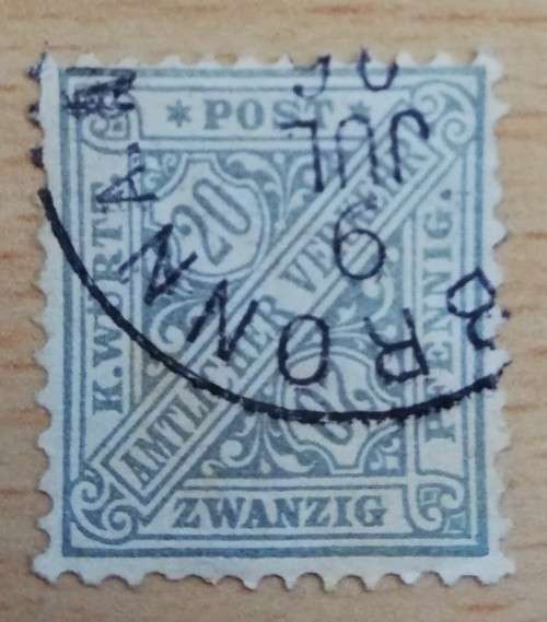 1906 Germany Wurttemberg 20 Pfennig official stamp, used - grey green
