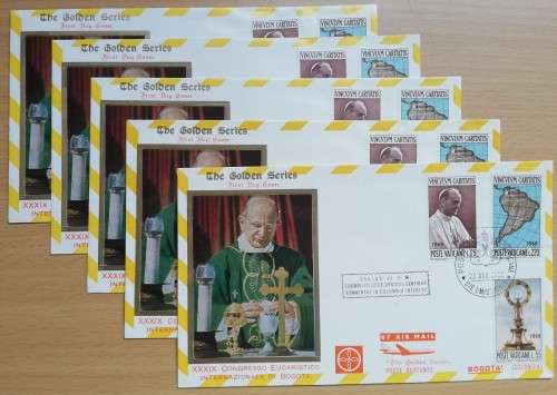 1968 Vatican Golden Series #102 cover airmail to Bogota