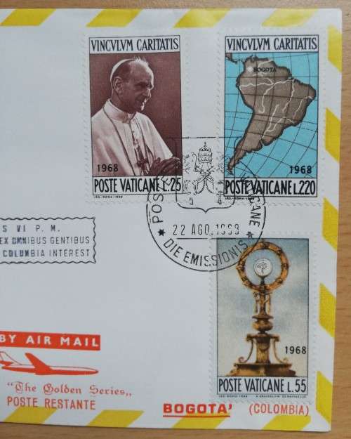 1968 Vatican Golden Series #102 cover airmail to Bogota